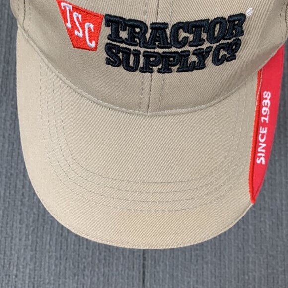 TSC Tractor Supply Co Baseball Hat Cap Mens Adjustable Beige Red Strapback - Picture 4 of 12